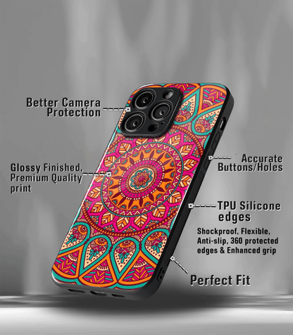 Orange Mandala art Premium Phone Case