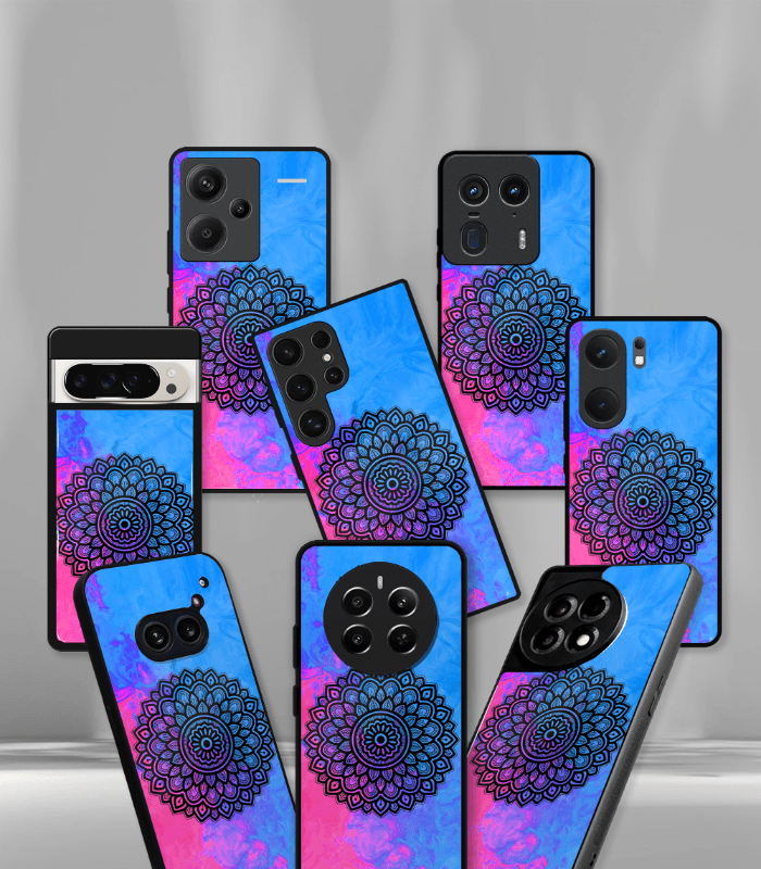 blue & pink mandala art premium phone case