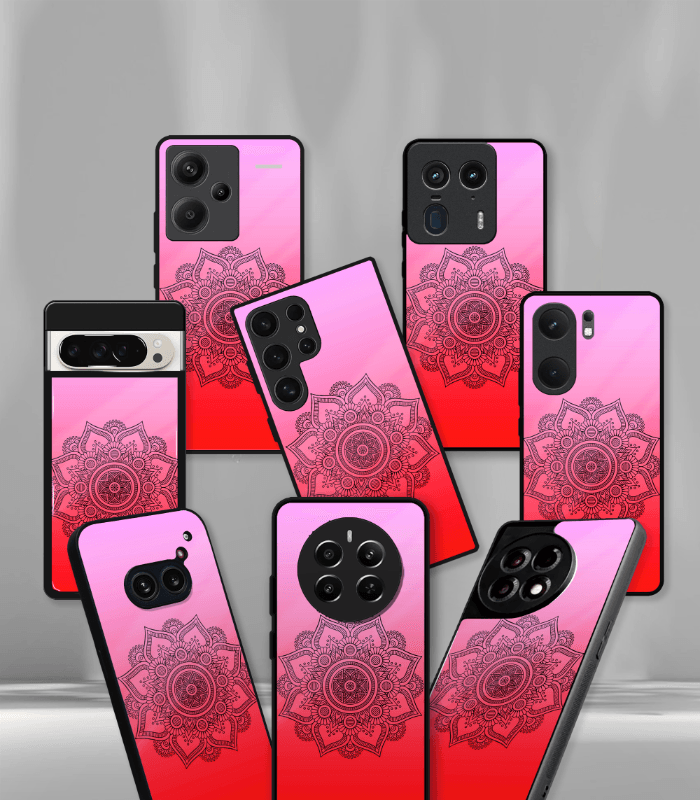 red & pink mandala art premium phone case