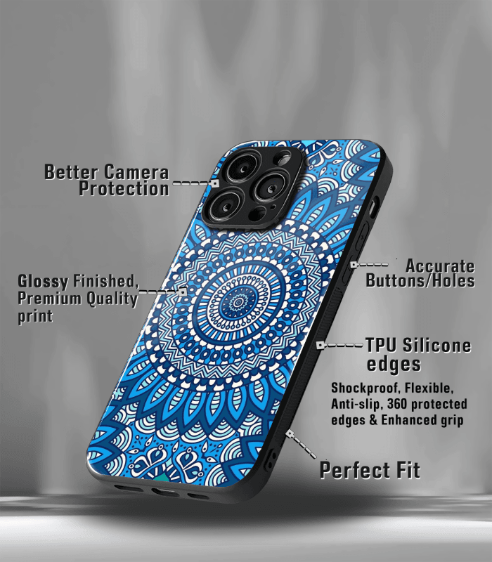 blue mandala art premium phone case