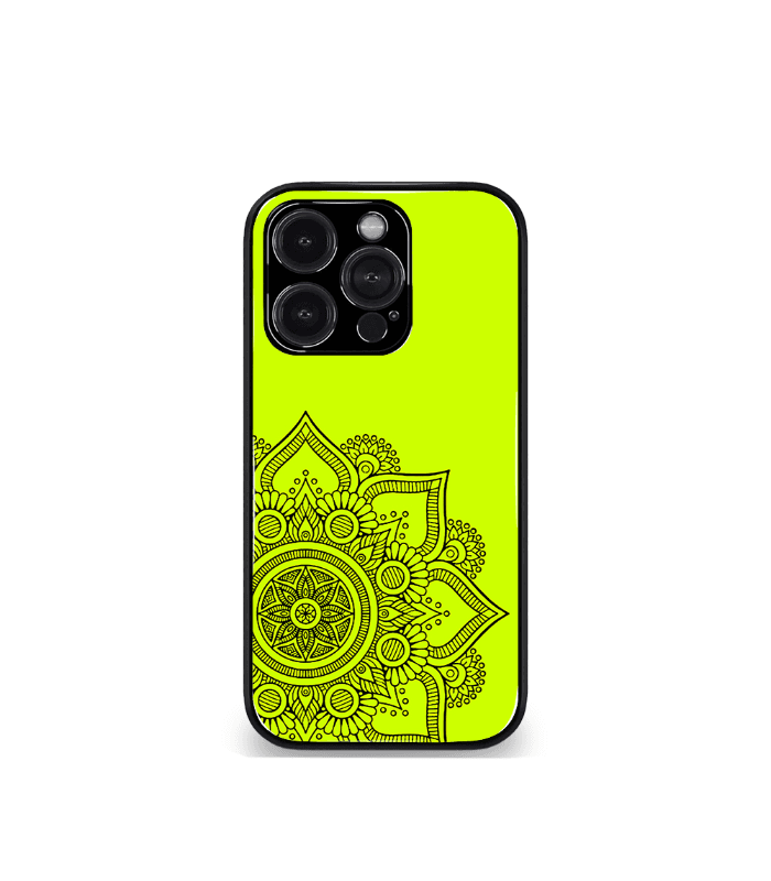 neon green mandala art premium phone case