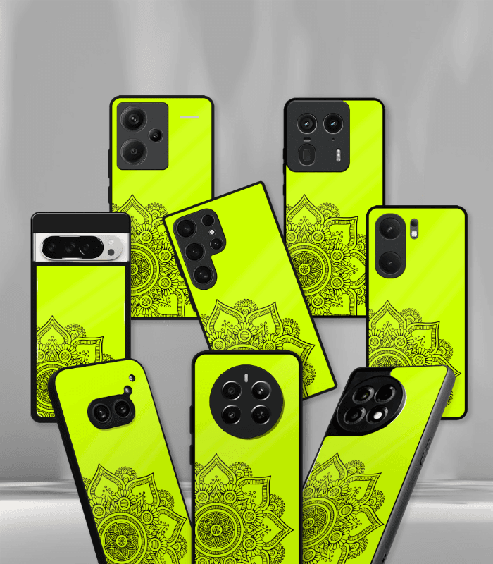 neon green mandala art premium phone case