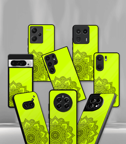 Neon Green Mandala art Premium Phone Case