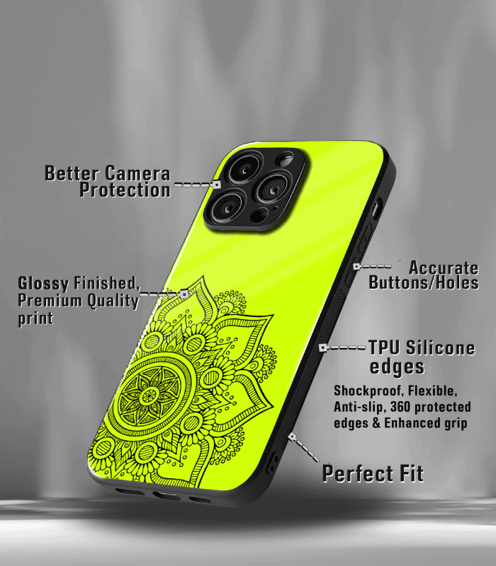 neon green mandala art premium phone case