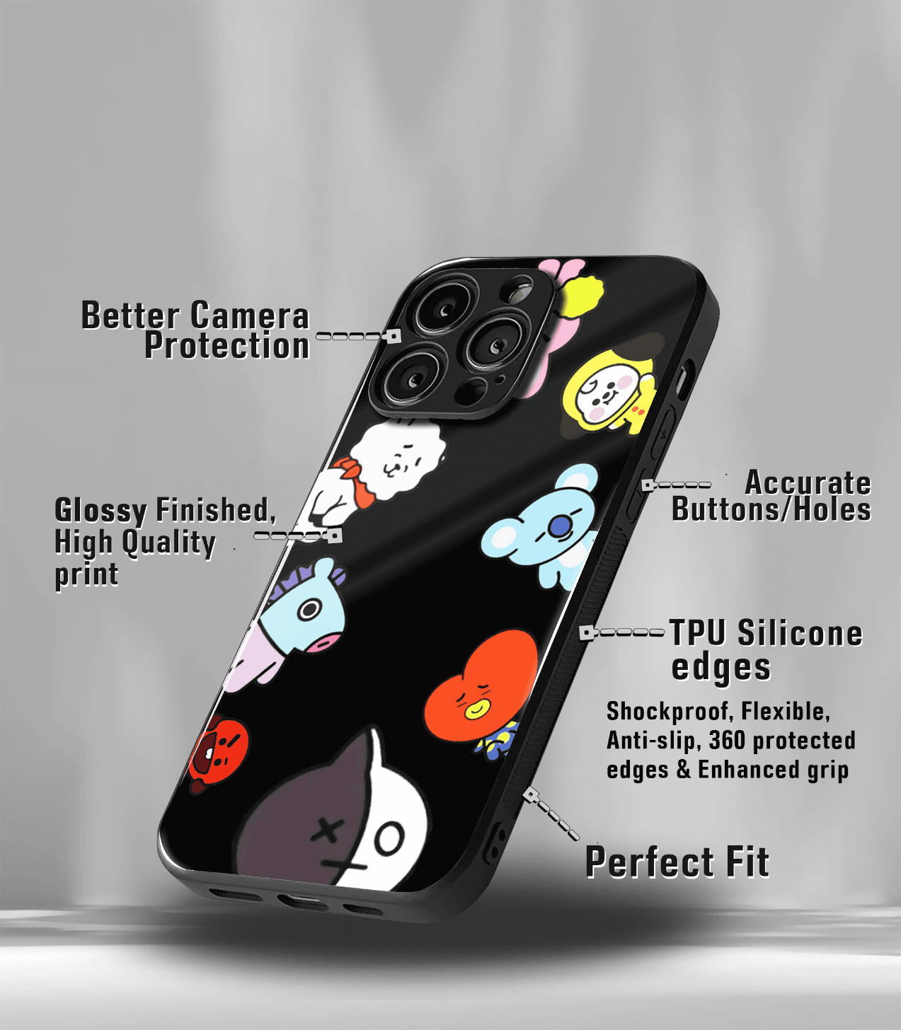 bt21  premium glossy phone case compatible for all phone models!