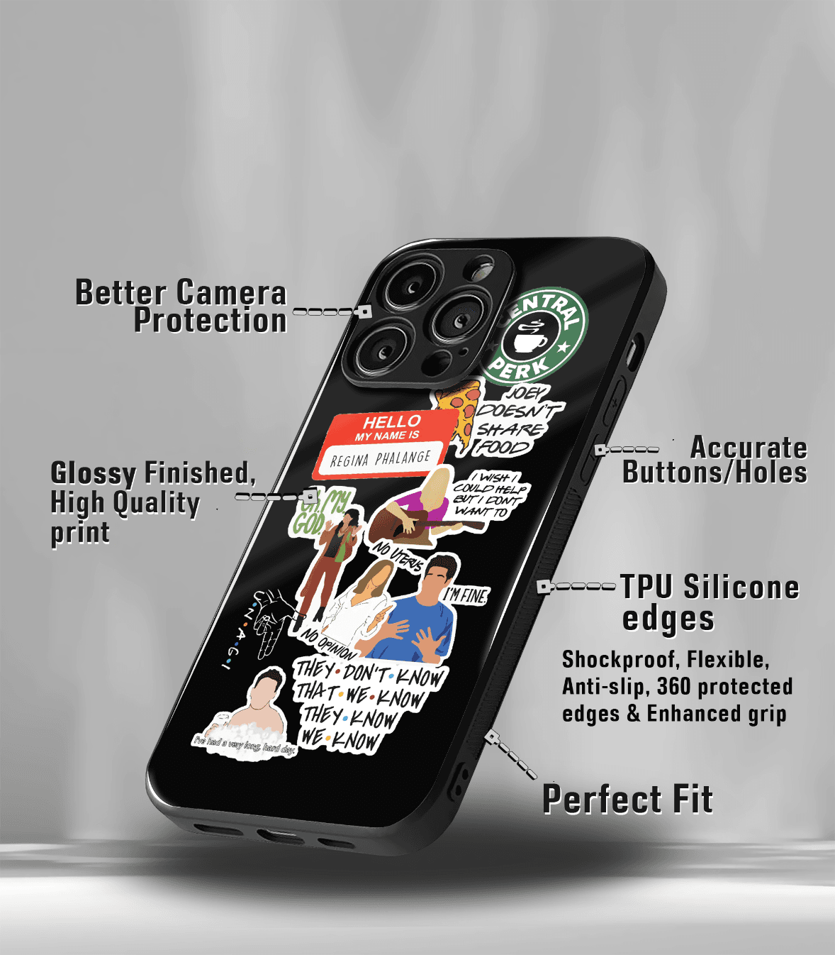 friends  premium glossy phone case compatible for all phone models!