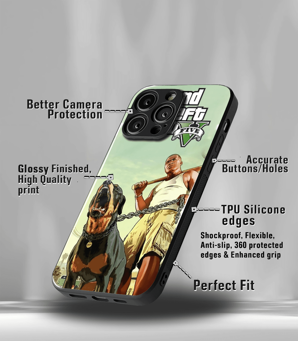 gta 5 premium glossy phone case compatible for all phone models!