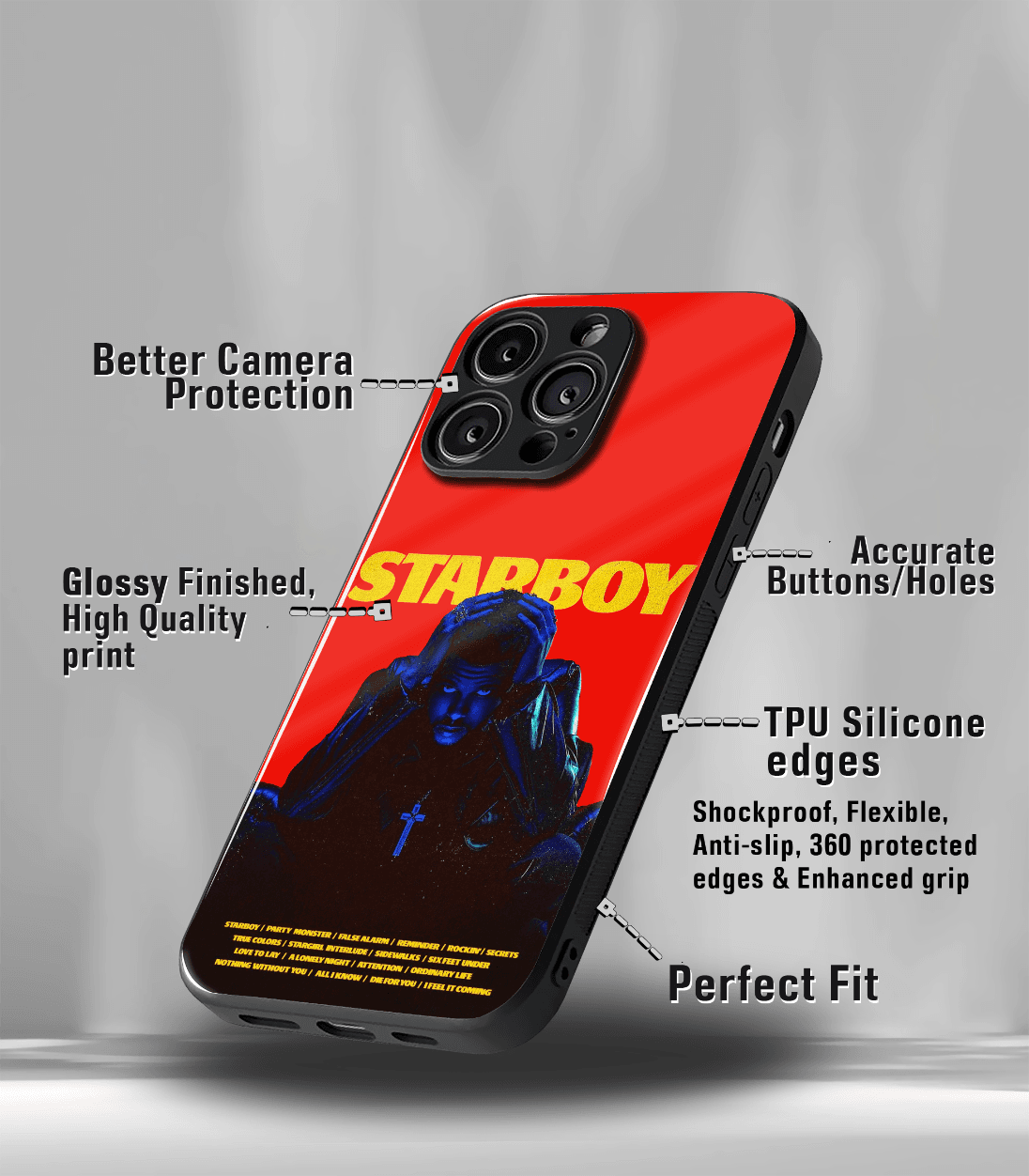 starboy red edition premium glossy phone case compatible for all phone models!