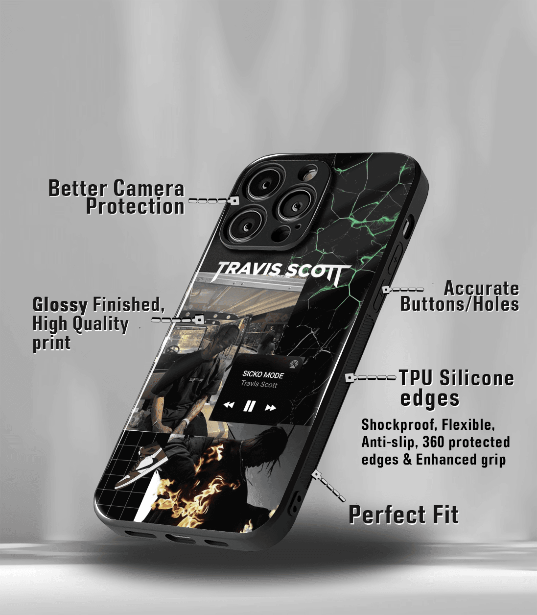 travis scott premium glossy phone case compatible for all phone models!