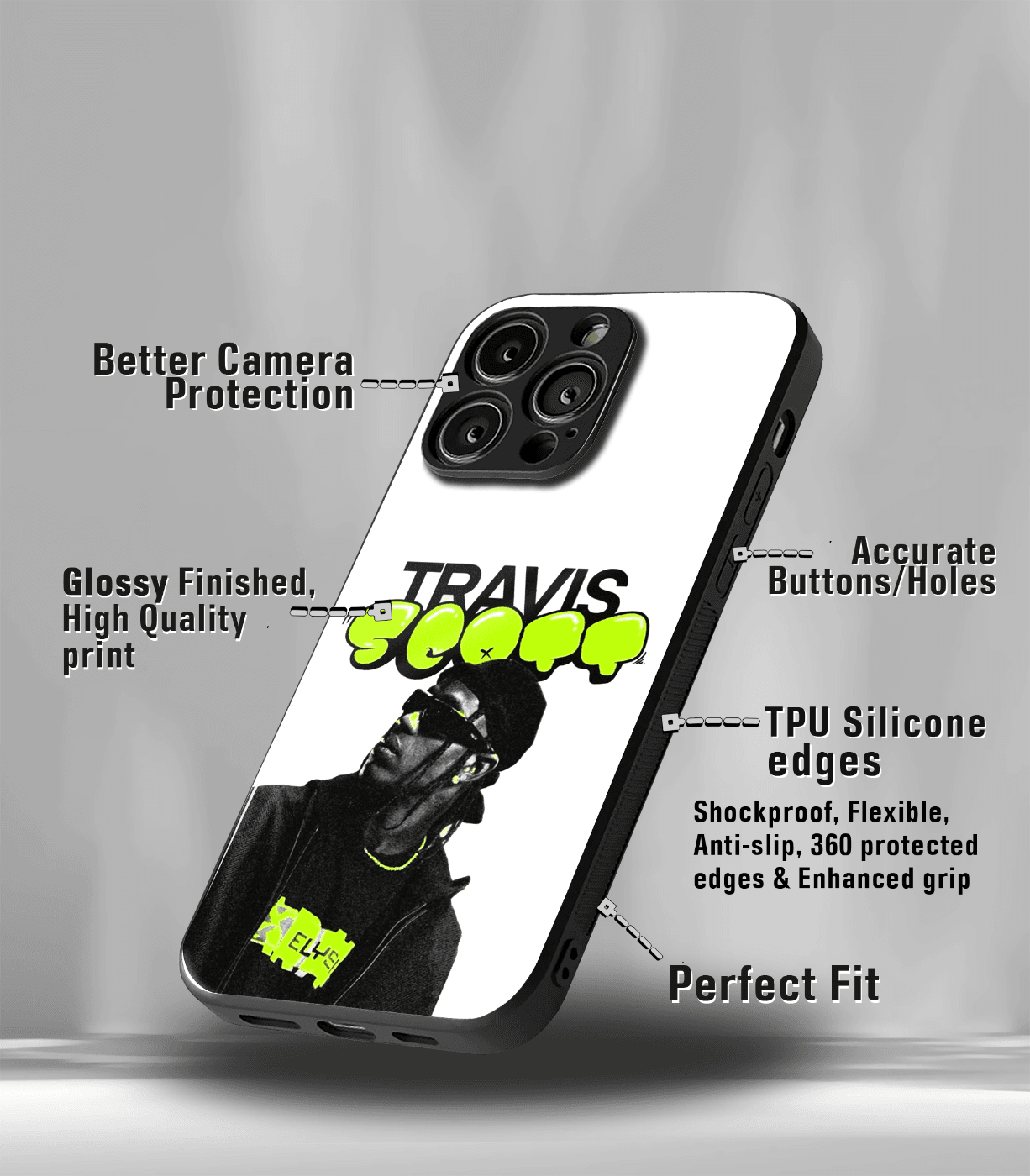 travis scott premium glossy phone case compatible for all phone models!