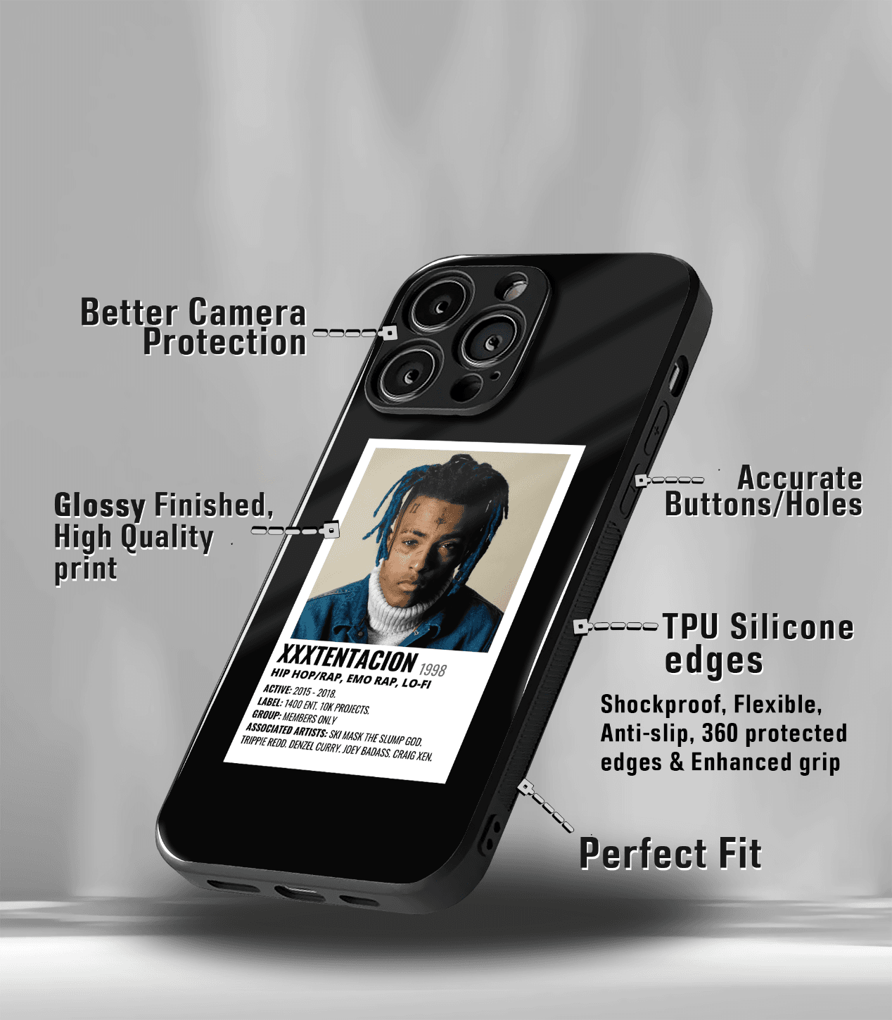 xxx tentacion premium glossy phone case compatible for all phone models!