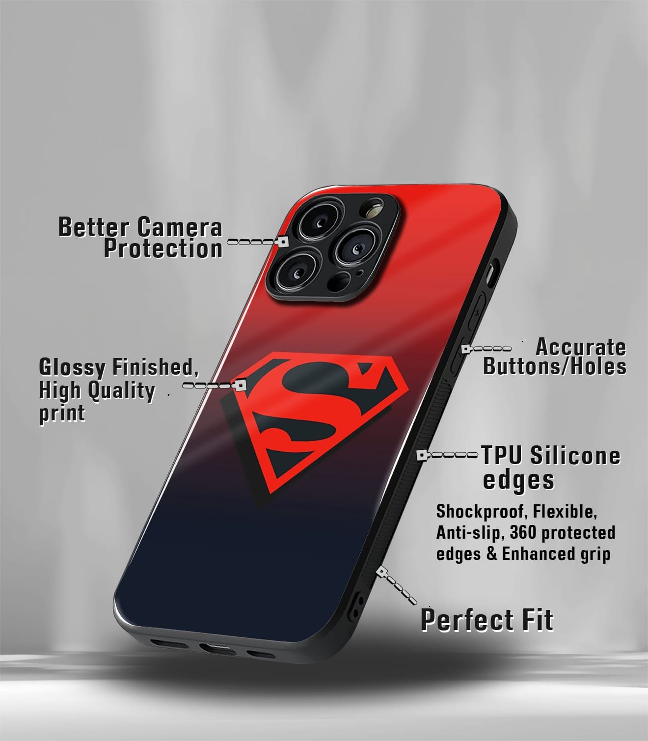 superhero edition premium glossy phone case compatible for all phone models!