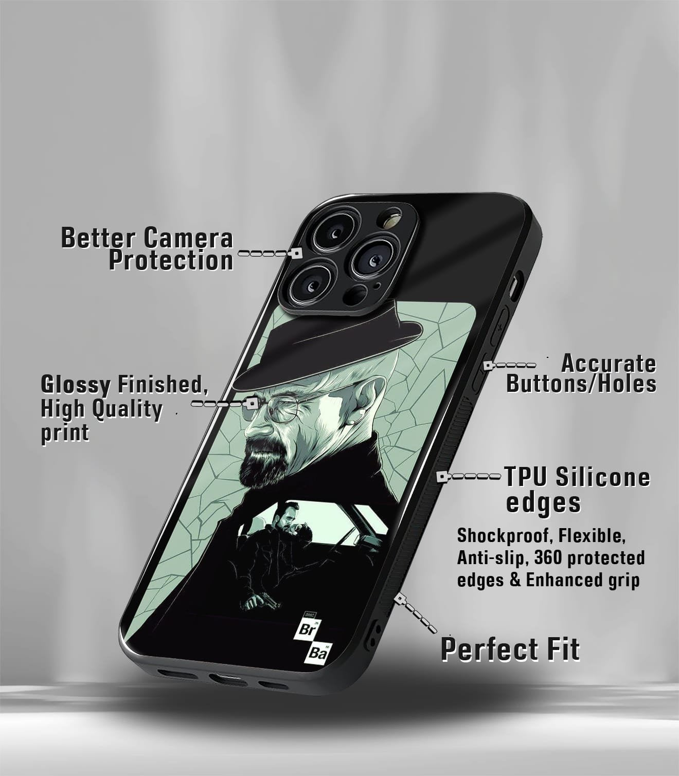 breaking bad premium glossy phone case compatible for all phone models!