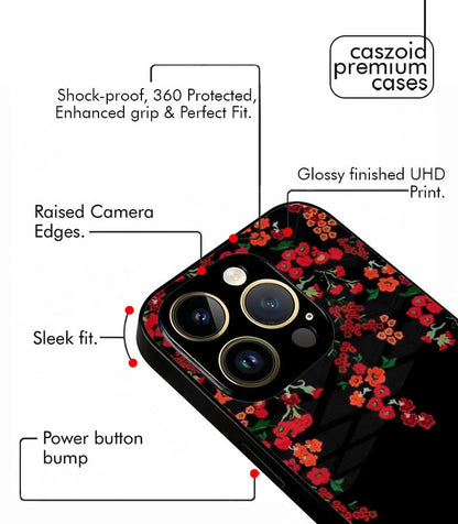 Black floral Customized NAME Printed Premium Glossy Phone Case