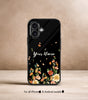 Black floral Customized NAME Printed Premium Glossy Phone Case