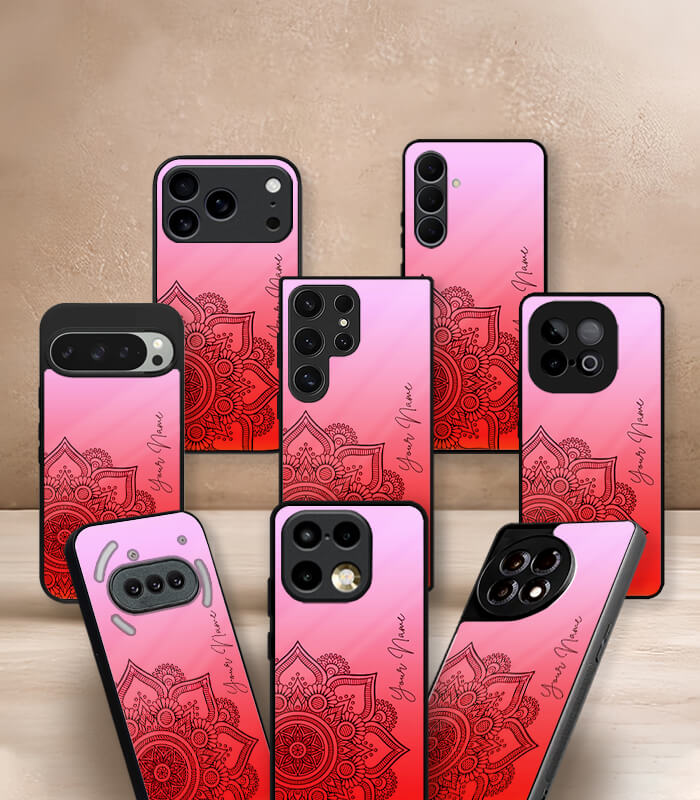 mandala art customized name printed premium glossy phone case