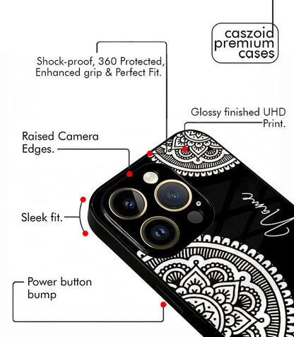 Black Mandala Art Customized NAME Printed Premium Glossy Phone Case