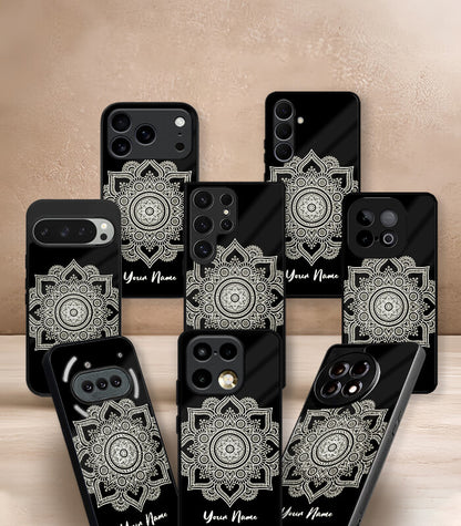 Round Mandala Customized NAME Printed Premium Glossy Phone Case