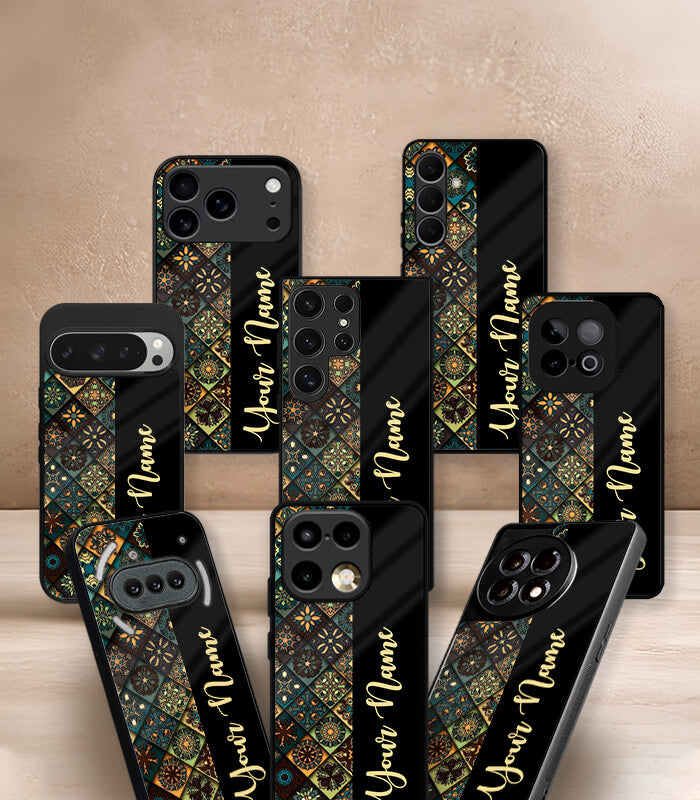 aztec pattern customized name printed premium glossy phone case