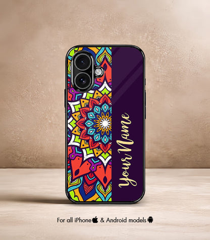Half Mandala Customized NAME Printed Premium Glossy Phone Case