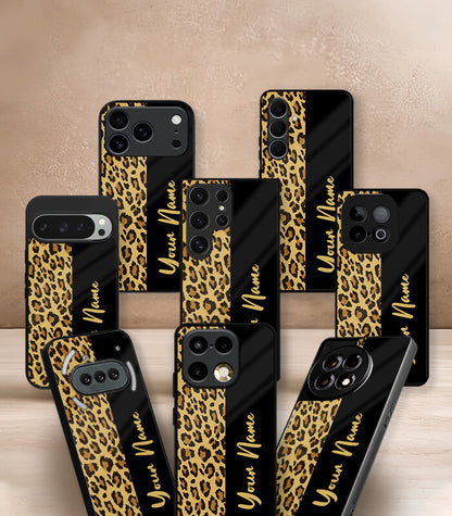 Leopard Pattern Customized NAME Printed Premium Glossy Phone Case