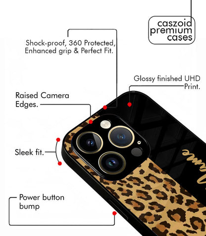 Leopard Pattern Customized NAME Printed Premium Glossy Phone Case