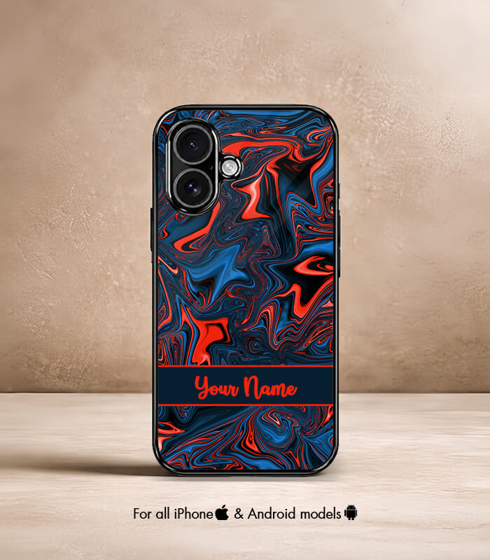 red marble customized name printed premium glossy phone case