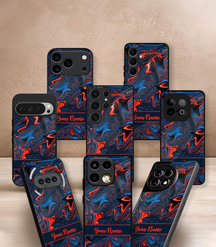 red marble customized name printed premium glossy phone case