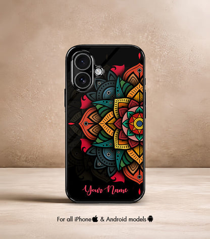 Colorful Mandala Customized NAME Printed Premium Glossy Phone Case