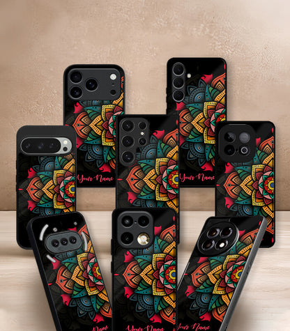 Colorful Mandala Customized NAME Printed Premium Glossy Phone Case