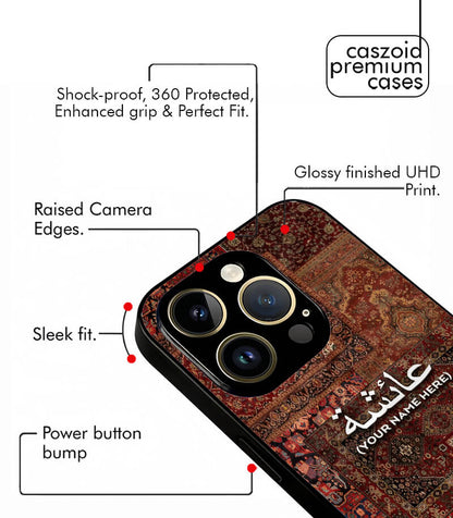 Red Persian Carpet x Arabic Name Printed Premium Glossy Phone Case