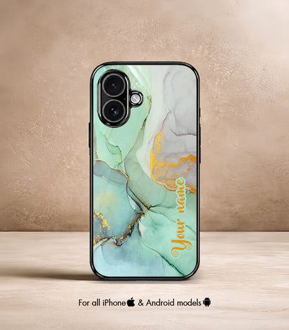 Marble pattern Customized NAME Printed Premium Glossy Phone Case