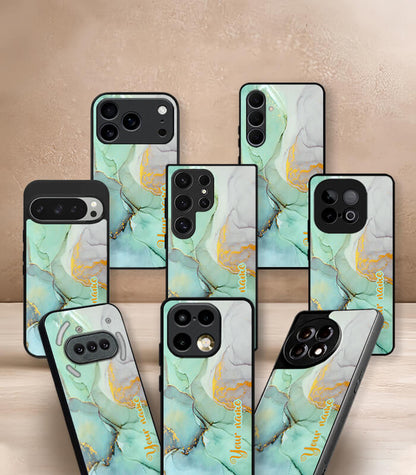 Marble pattern Customized NAME Printed Premium Glossy Phone Case