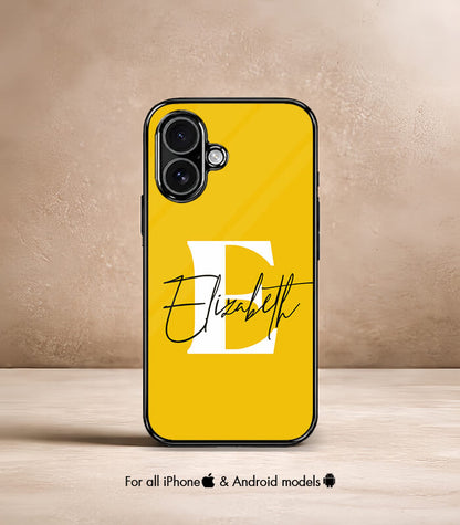 Name X Letter Yellow Customized NAME Printed Premium Glossy Phone Case