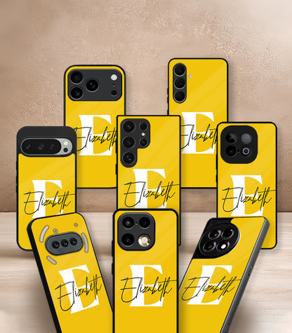 Name X Letter Yellow Customized NAME Printed Premium Glossy Phone Case