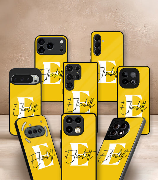Name X Letter Yellow Customized NAME Printed Premium Glossy Phone Case