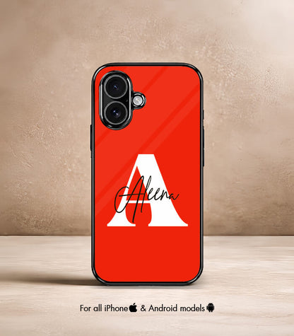 Name X Letter Red Customized NAME Printed Premium Glossy Phone Case