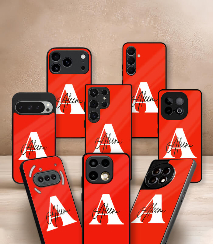 name x letter red customized name printed premium glossy phone case