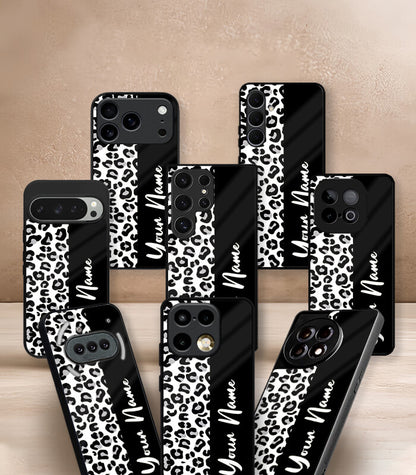 Leopard Pattern Customized NAME Printed Premium Glossy Phone Case