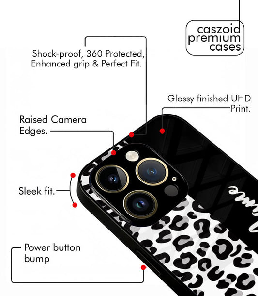Leopard Pattern Customized NAME Printed Premium Glossy Phone Case