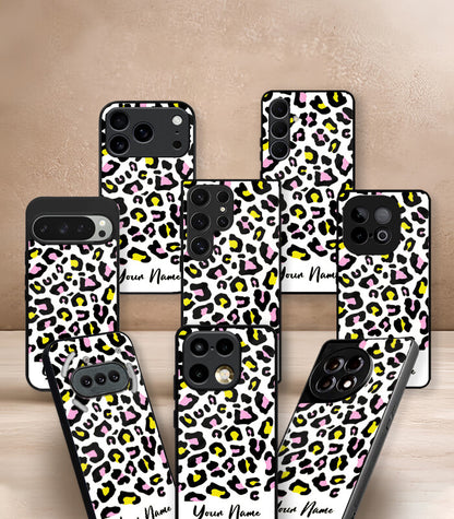 Aesthetic Leopard Pattern Customized NAME Printed Premium Glossy Phone Case