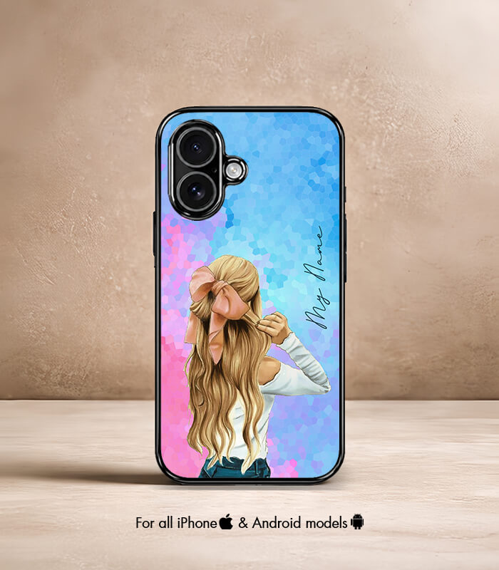 aesthetic girl customized name printed premium glossy phone case