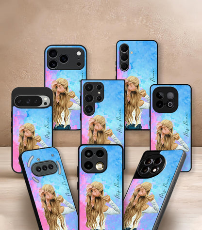 Aesthetic Girl Customized NAME Printed Premium Glossy Phone Case