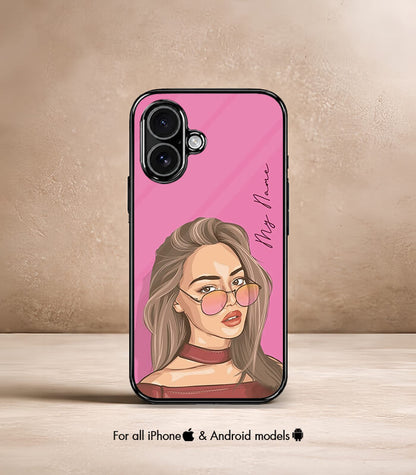 Vector Girl Customized NAME Printed Premium Glossy Phone Case