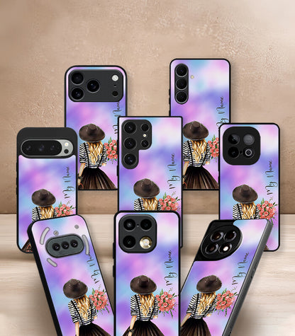 Aesthetic Girl Customized NAME Printed Premium Glossy Phone Case