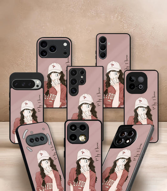 Selfie Vector Girl Customized NAME Printed Premium Glossy Phone Case