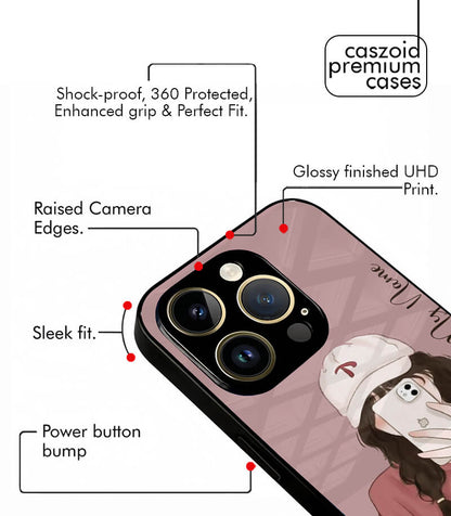 Selfie Vector Girl Customized NAME Printed Premium Glossy Phone Case