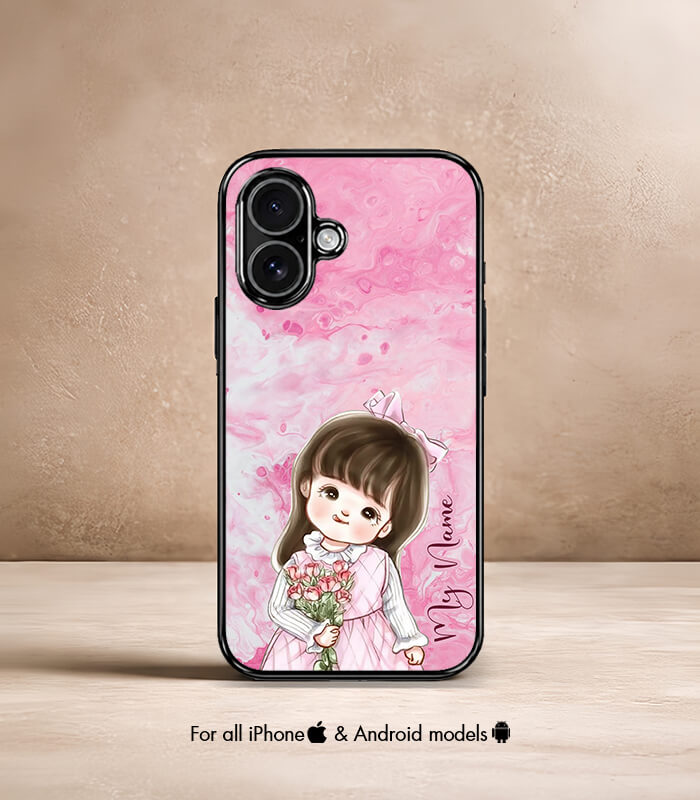 cute baby girl customized name printed premium glossy phone case