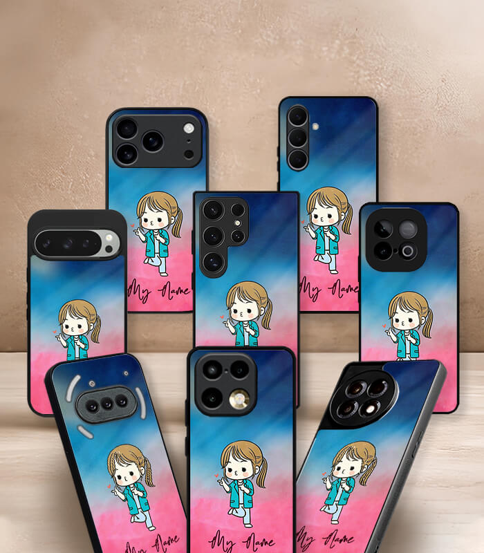 cute girl customized name printed premium glossy phone case