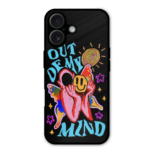 OUT OF MIND PSYCH FLORAL BLACK METAL COVER FOR IPHONE 16